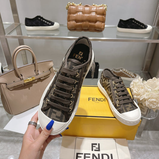 Fendi Unisex Brown Monogram Sneakers For Timeless Luxury Casual Style