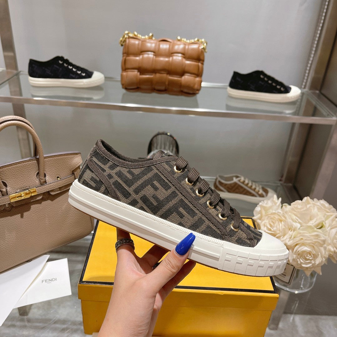 Fendi Unisex Brown Monogram Sneakers For Timeless Luxury Casual Style