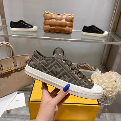 Fendi Unisex Brown Monogram Sneakers For Timeless Luxury Casual Style