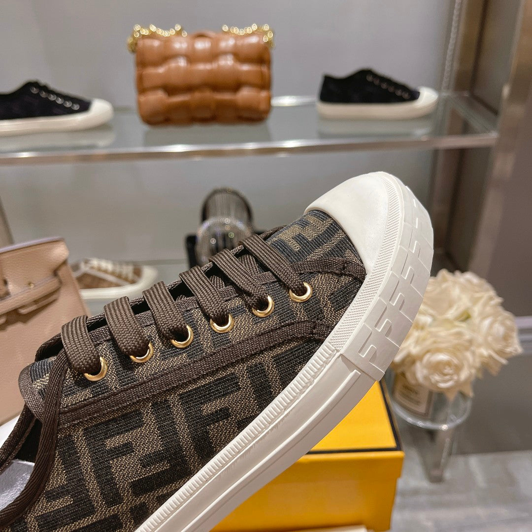 Fendi Unisex Brown Monogram Sneakers For Timeless Luxury Casual Style