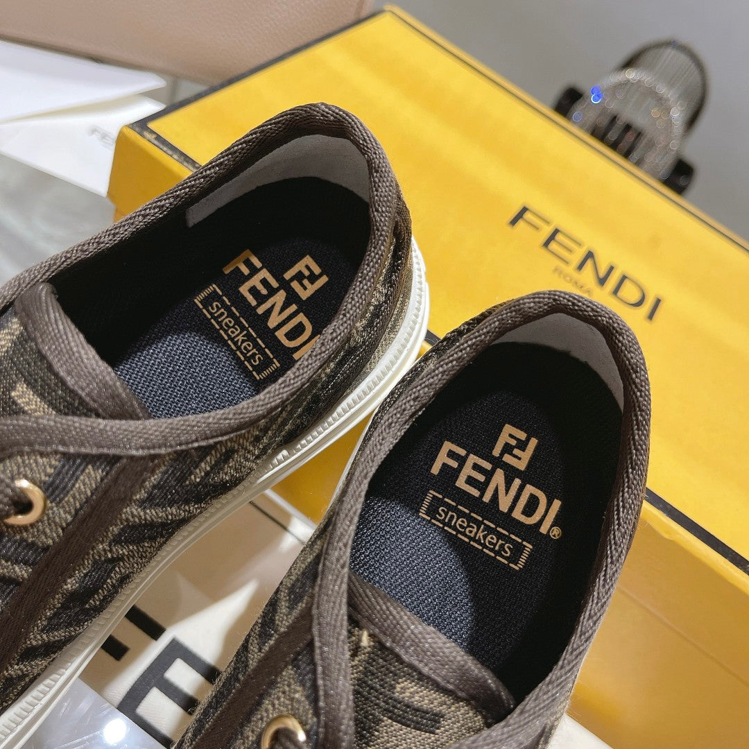 Fendi Unisex Brown Monogram Sneakers For Timeless Luxury Casual Style