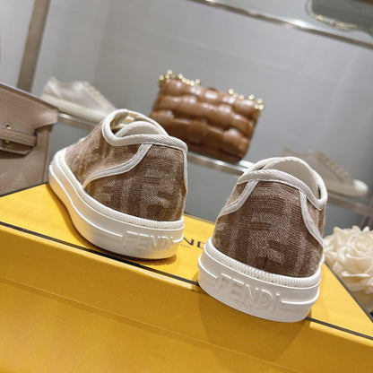 Fendi Unisex Beige Monogram Sneakers For Timeless Luxury Casual Wear