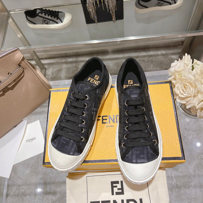 Fendi Unisex Black Monogram Sneakers For Timeless Luxury Casual Style