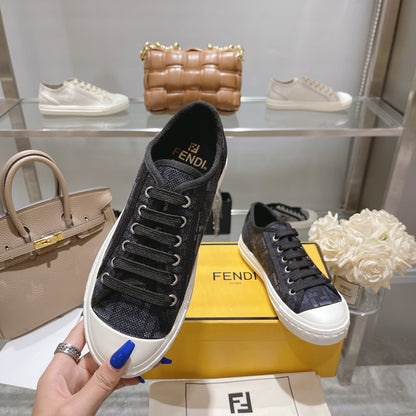 Fendi Unisex Black Monogram Sneakers For Timeless Luxury Casual Style