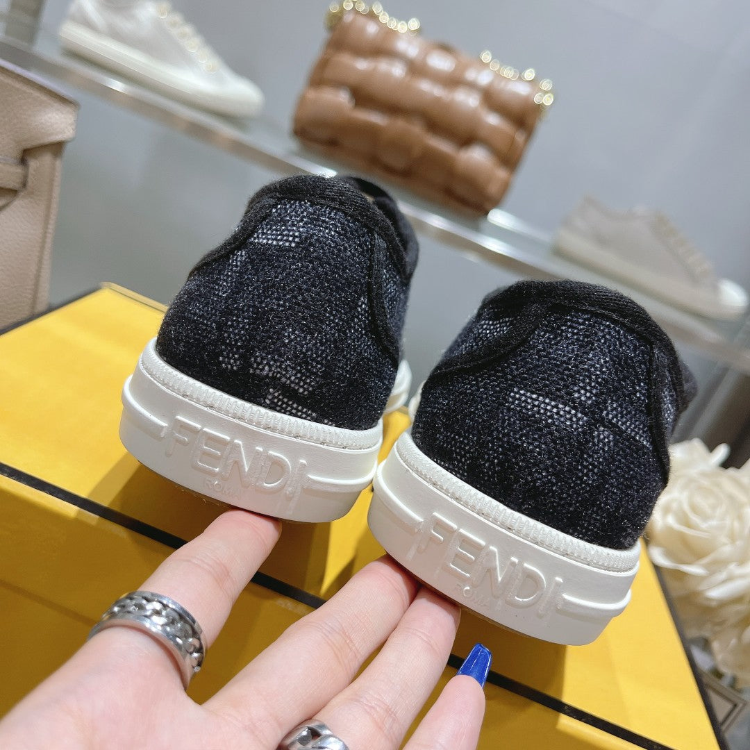 Fendi Unisex Black Monogram Sneakers For Timeless Luxury Casual Style