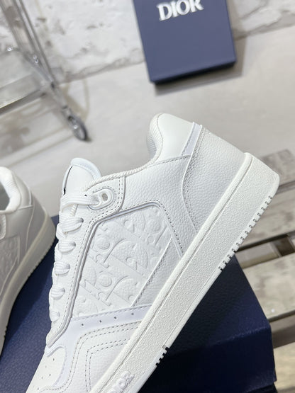 Dior White Leather Sneakers With Signature Monogram Detailing