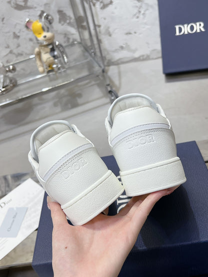 Dior White Leather Sneakers With Signature Monogram Detailing