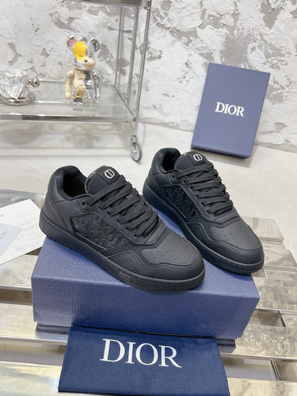 Dior Black Leather Sneakers With Signature Monogram Detailing