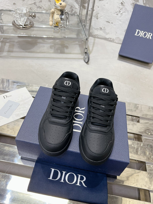 Dior Black Leather Sneakers With Signature Monogram Detailing