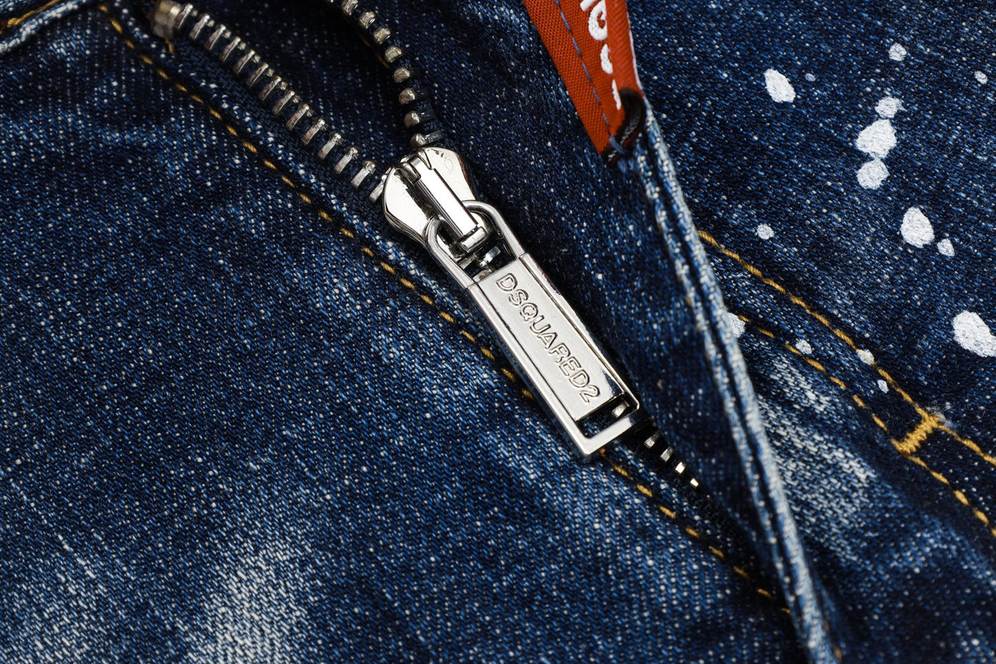 Men's Dsquared2 Blue Denim Jeans with Paint Splatter and Faded Details