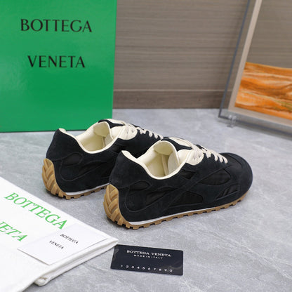 Bottega Veneta Unisex Black And White Suede Low - Top Sneakers