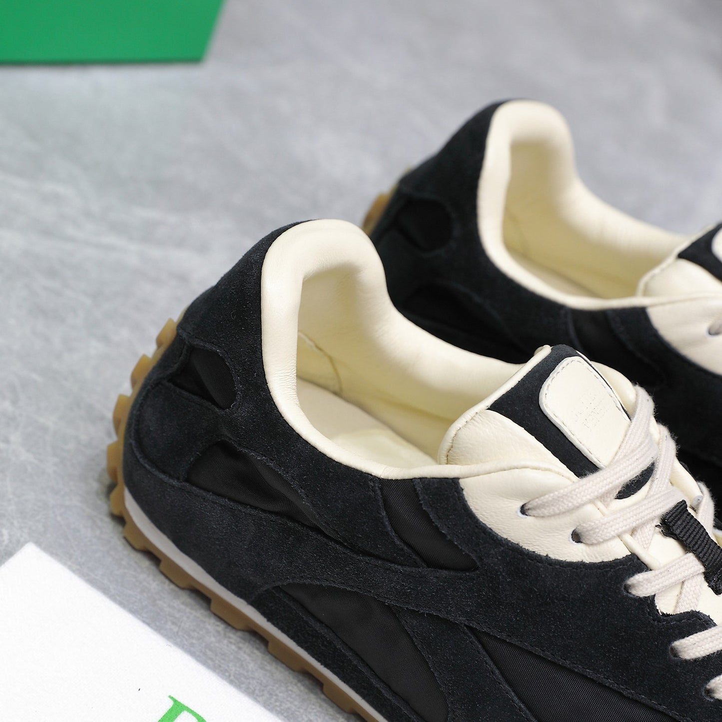 Bottega Veneta Unisex Black And White Suede Low - Top Sneakers