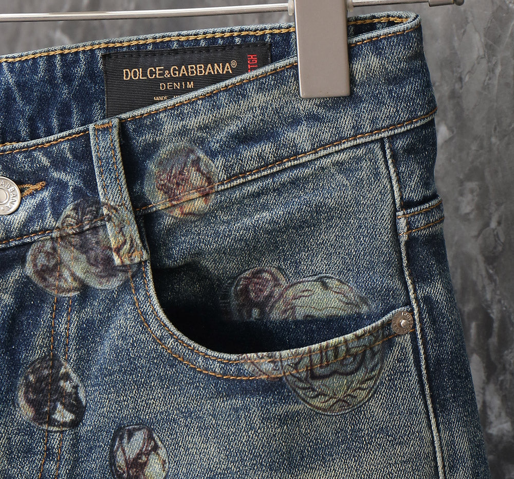 Dolce & Gabbana Light Blue Denim Jeans With Artistic Embellishments
