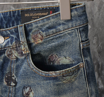 Dolce & Gabbana Light Blue Denim Jeans With Artistic Embellishments