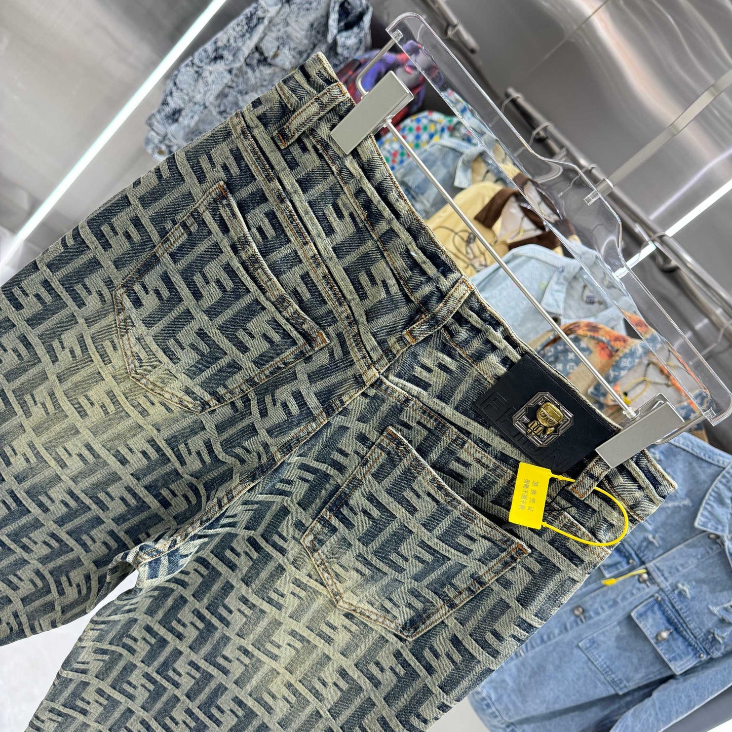 Fendi Fashionable Jeans With Iconic FF Pattern For Stylish Looks