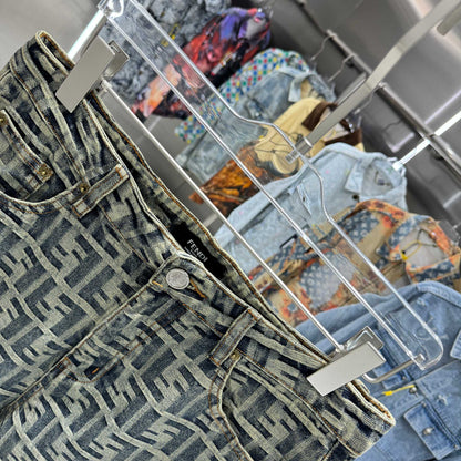 Fendi Fashionable Jeans With Iconic FF Pattern For Stylish Looks
