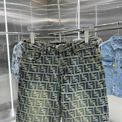 Fendi Fashionable Jeans With Iconic FF Pattern For Stylish Looks