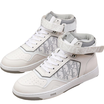 Dior Men's High Top Sneakers with Oblique Pattern and Adjustable Strap