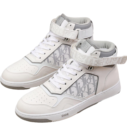 Dior Men's High Top Sneakers with Oblique Pattern and Adjustable Strap