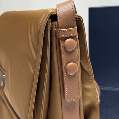 Prada Beige Nylon Crossbody Bag With Leather Trim And Logo 1BD256
