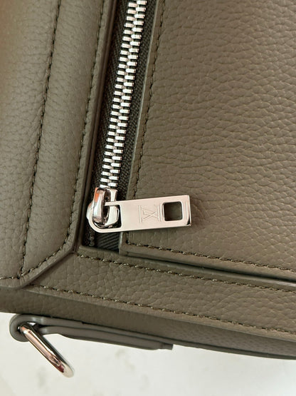 Elegant Louis Vuitton Gray Leather Crossbody Bag With Iconic LV Logo For Sophisticated Style M24769