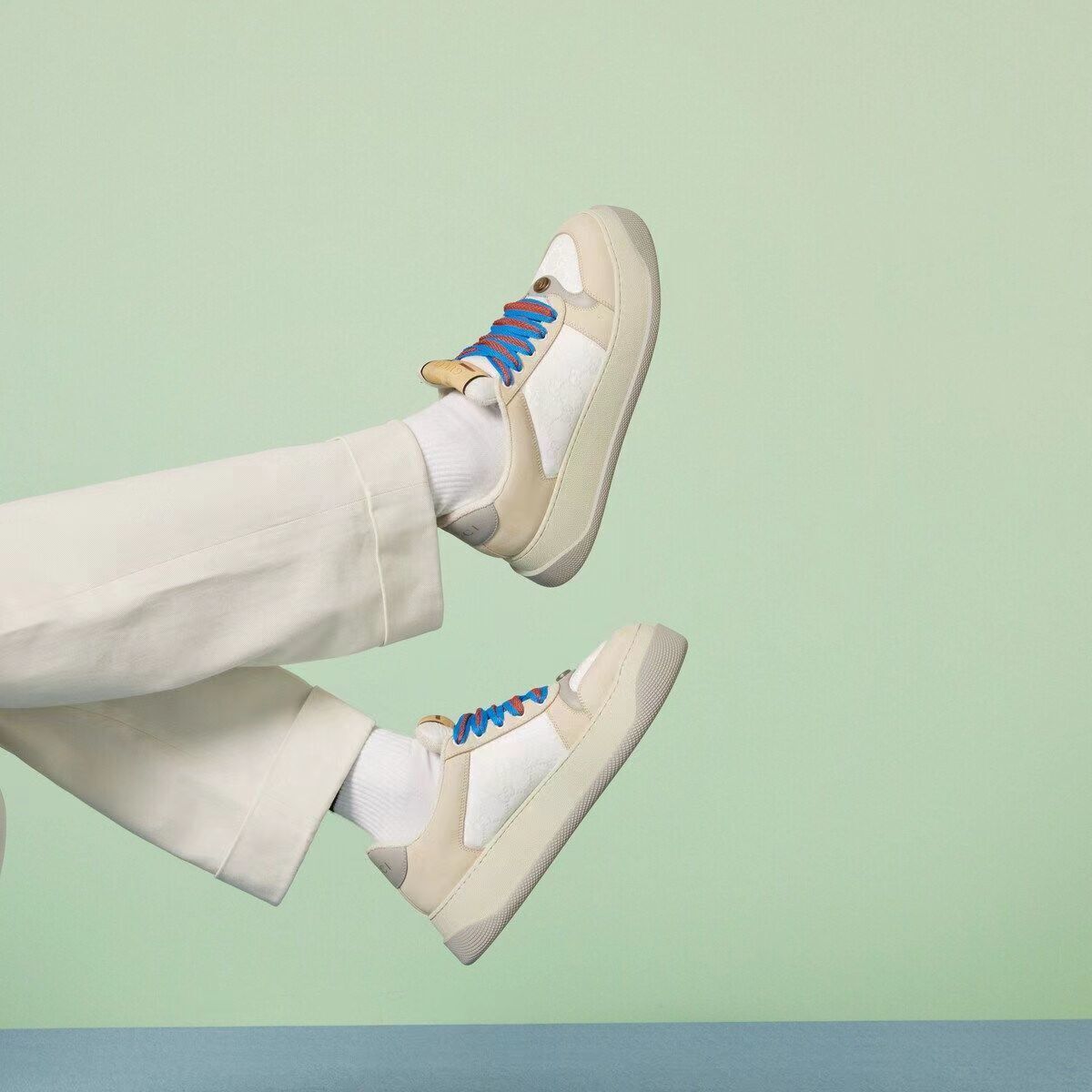 Gucci Unisex Trendy Sneakers With Vibrant Colorful Laces