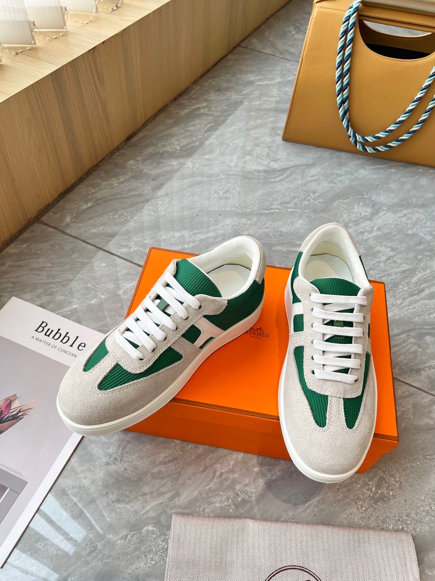 Hermes Women's Sneakers Iconic H Logo Leather Casual Fashion Shoes