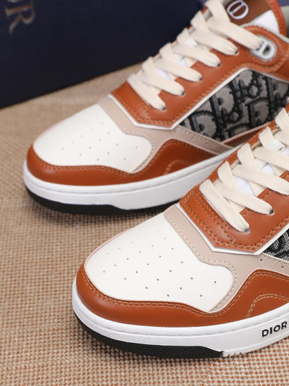 Dior Mens Sneakers Luxury Leather Casual Shoes With Oblique Pattern