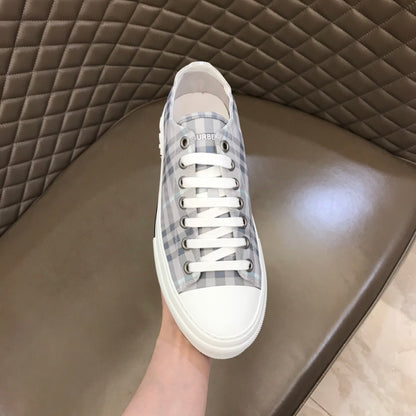 Burberry Unisex Grey Plaid Canvas Sneakers Stylish Comfortable Footwear For Men And Women With Iconic Check Pattern