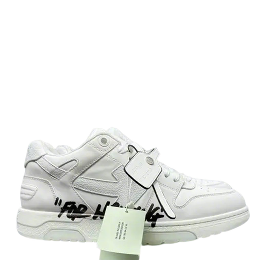 Off - White White Leather Graffiti - Print Low - Top Sneakers