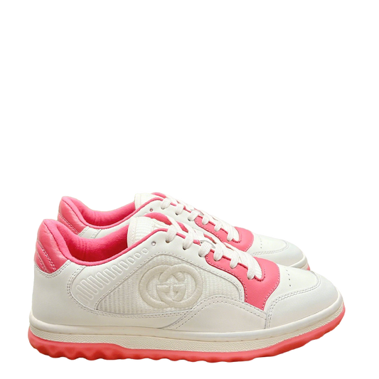 Stylish White And Pink Gucci Sneakers On Display