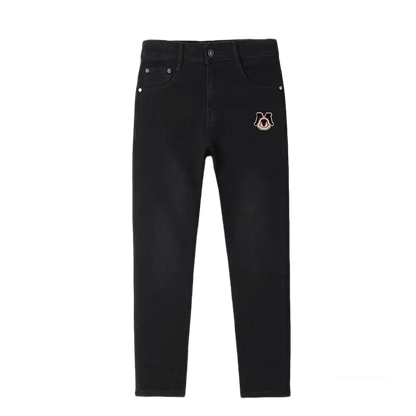 Moncler Men's Black Jeans With Signature Logo Embroidery And Sleek Design
