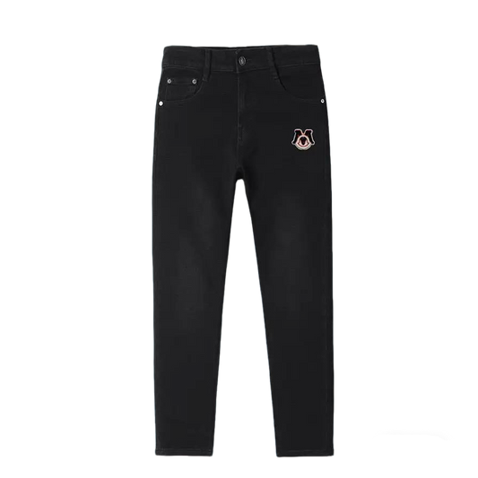 Moncler Men's Black Jeans With Signature Logo Embroidery And Sleek Design