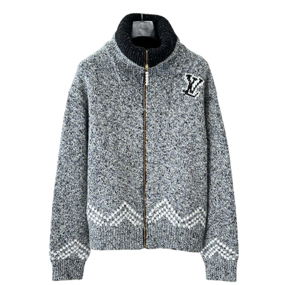 Louis Vuitton Men's Knitted Zip Up Sweater With Logo