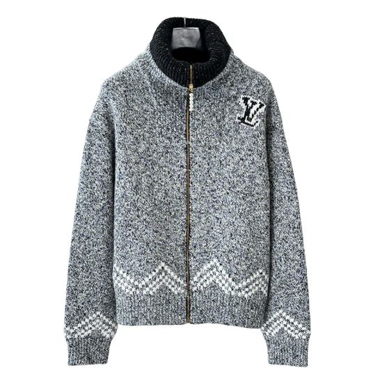 Louis Vuitton Men's Knitted Zip Up Sweater With Logo