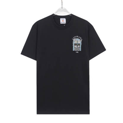 Casablanca Black/White T - Shirt With Embroidered Window Graphic And Paris Detail