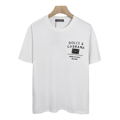 Elegant Dolce & Gabbana White/Black T - Shirt With Signature Branding For Fashion Enthusiasts
