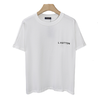 Louis Vuitton White/Black Short Sleeve T shirt with Classic Brand Logo on Chest