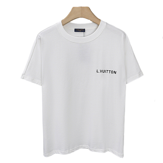 Louis Vuitton White/Black Short Sleeve T shirt with Classic Brand Logo on Chest