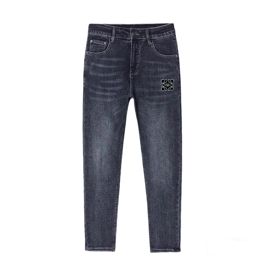 Loewe Men's Dark Wash Denim Jeans With Signature Brand Emblem