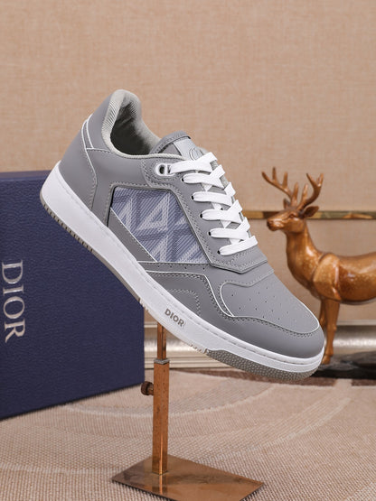Dior Mens Sneakers Luxury Leather Casual Shoes With Oblique Pattern