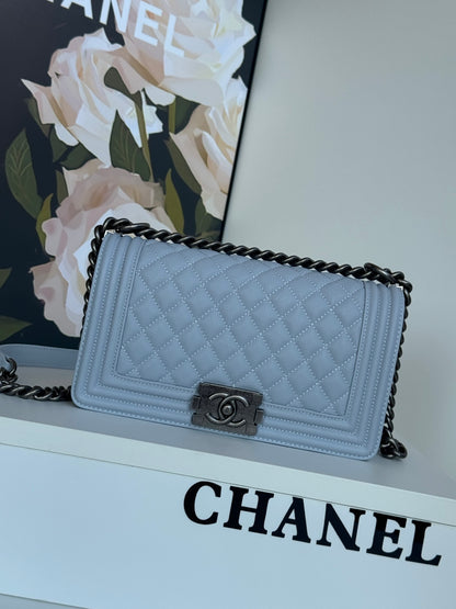 Chanel Black Chevron Quilted Leather Boy Bag With Gunmetal Hardware 67086