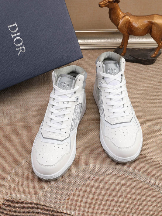 Dior Men's High Top Sneakers with Oblique Pattern and Adjustable Strap