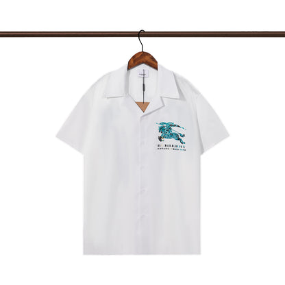 Burberry Black Short - Sleeve Shirt With Equestrian Knight Emblem Design