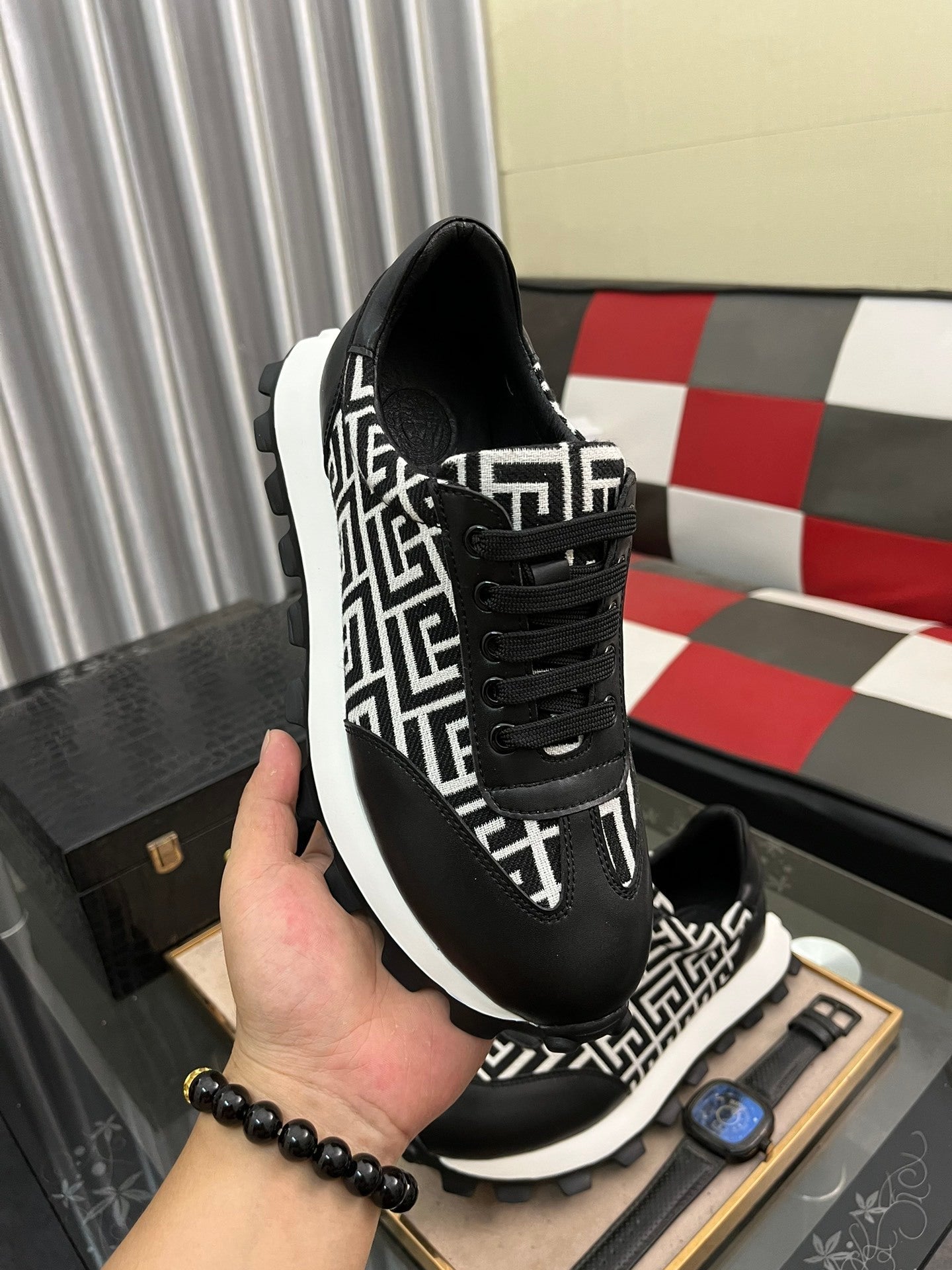 Versace Men's Sneakers - Luxury Designer Athletic Footwear with Greek Key Pattern