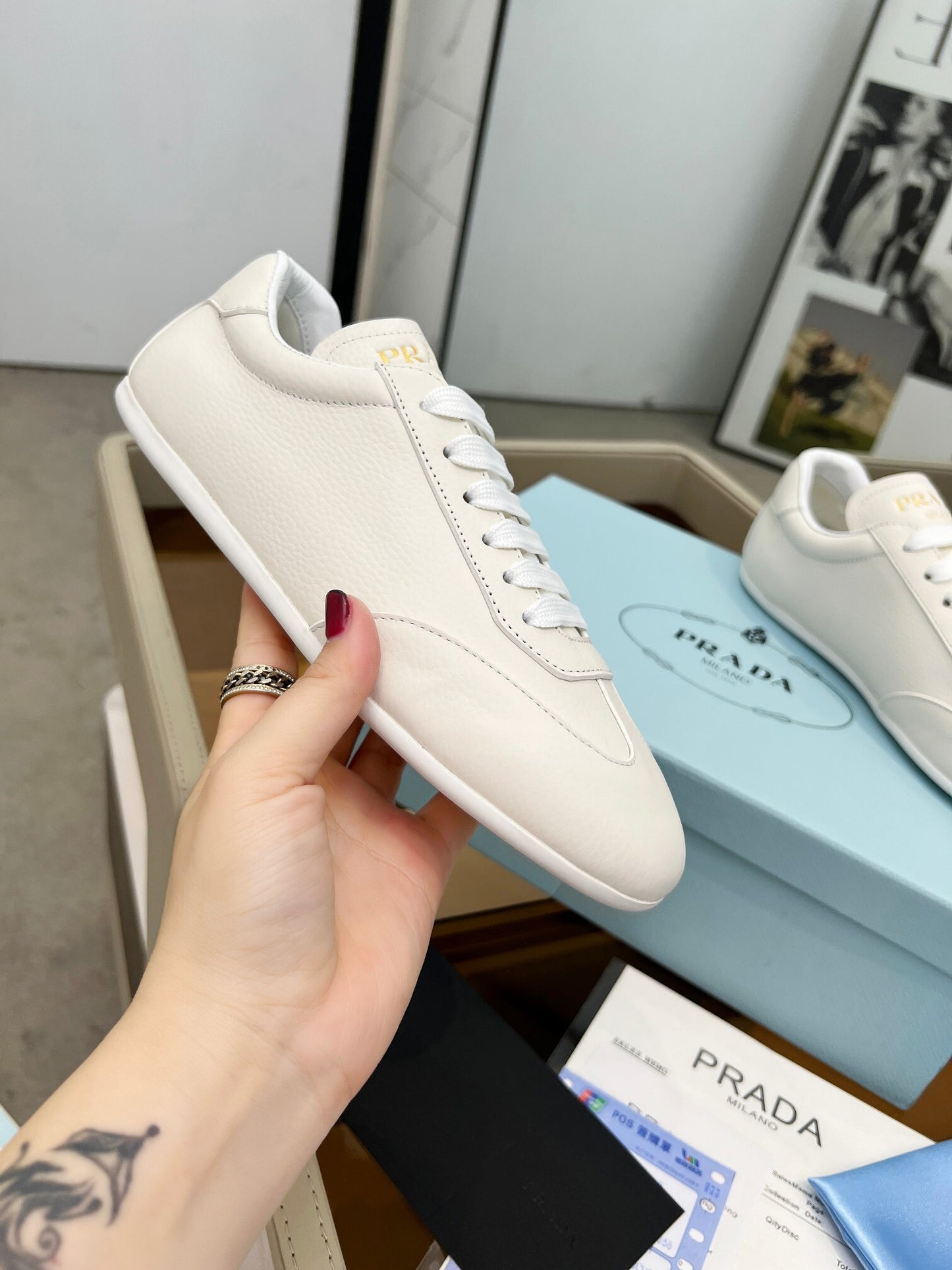 Prada Unisex Sneakers Triangle Logo Luxury Fashion Sneakers