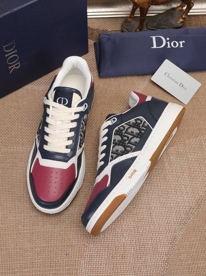 Dior Mens Sneakers Luxury Leather Casual Shoes With Oblique Pattern