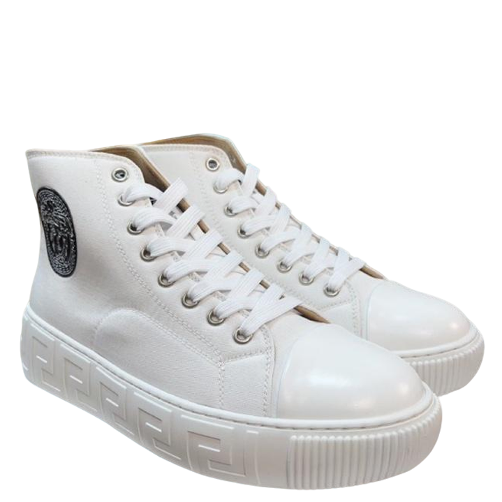 Versace Men's High-Top Sneakers - Luxury Designer Athletic Footwear with Baroque Print & Greek Key