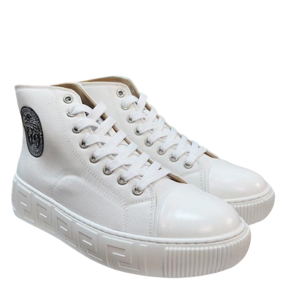 Versace Men's High-Top Sneakers - Luxury Designer Athletic Footwear with Baroque Print & Greek Key