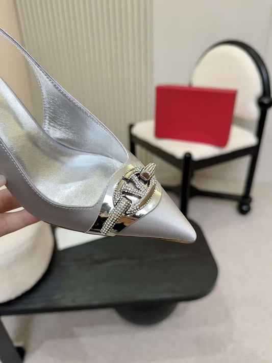 Valentino Women's Pointed Toe Bow High Heels Luxury Patent Leather Pumps